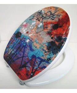 SEDILE COPRIWATER UNIVERSALE CON STAMPA "MURALES" IN MDF